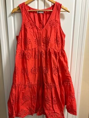Sonoma Red Eyelet Tiered Midi Dress